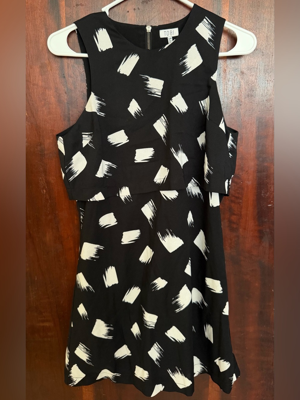 Tobi Black Dress with White Brushstroke Print